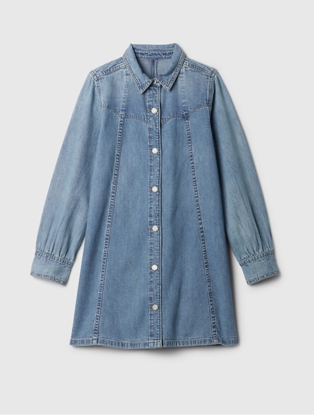 Gap Kids Denim Western Shirtdress - Light Blue